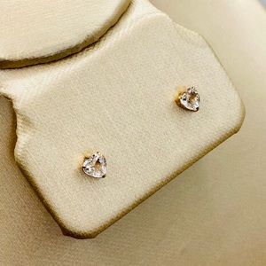 EUC 18k Rose Gold Solitaire Heart Shaped Moissanite Post Earrings